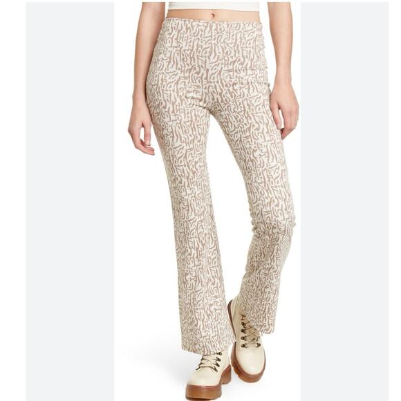 Elodie Flare Y2K Jacquard O-ring P Pants Pull On Euphoria Tan Print Size Small - Picture 4 of 10